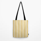 Large Mustard Yellow and White Cabana Tent Stripe Tote Bag Gallery Image 2