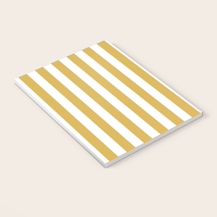 Large Mustard Yellow and White Cabana Tent Stripe Notebook Gallery Image 3