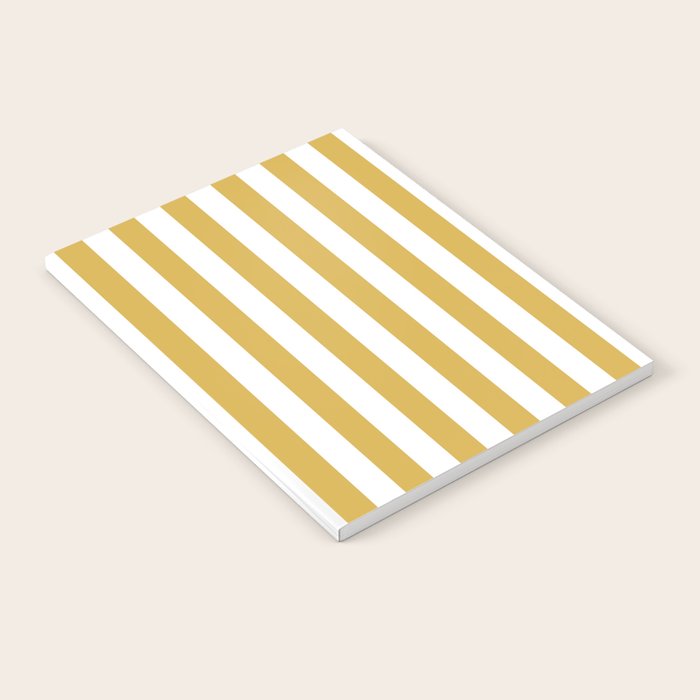 Large Mustard Yellow and White Cabana Tent Stripe Notebook Gallery Image 2