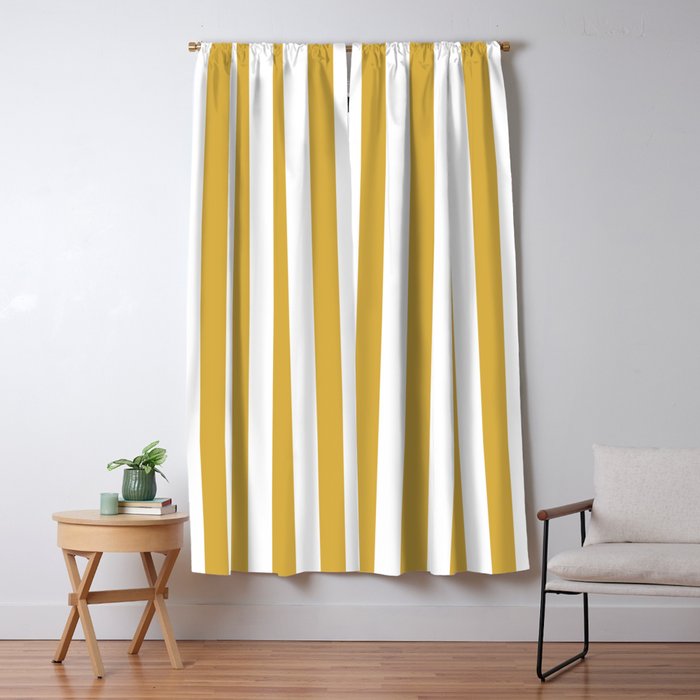 Large Mustard Yellow and White Cabana Tent Stripe Window Curtain Gallery Image 5