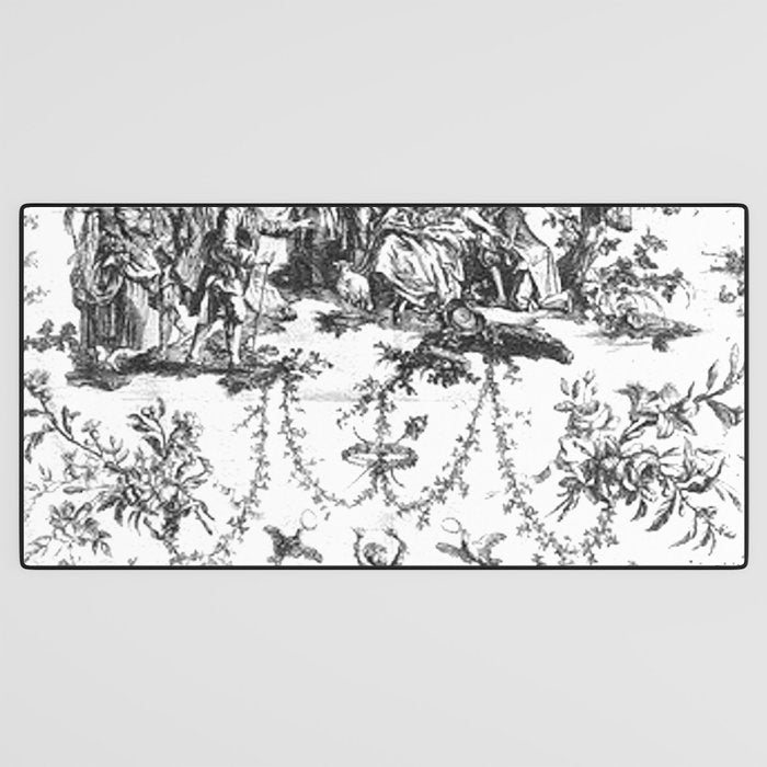 Antique 19th Century Romantic Rose Garland French Tapestry Desk Mat Gallery Image 3