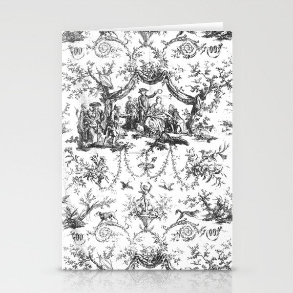 Antique 19th Century Romantic Rose Garland French Tapestry Stationery Card Gallery Image 1