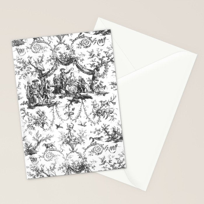 Antique 19th Century Romantic Rose Garland French Tapestry Stationery Card Gallery Image 2