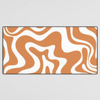 Liquid Swirl Retro Modern Abstract Pattern in Orange Ochre and White Desk Mat Gallery Image 3