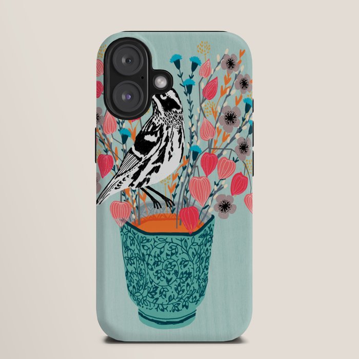 Tea and Flowers - Black and White Warbler by Andrea Lauren iPhone Case Gallery Image 9