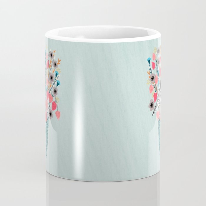 Tea and Flowers - Black and White Warbler by Andrea Lauren Coffee Mug Gallery Image 4