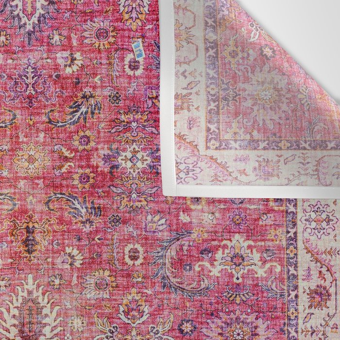 Pink Vintage Antique Oriental Traditional Moroccan Original Artwork Wall Tapestry Gallery Image 3