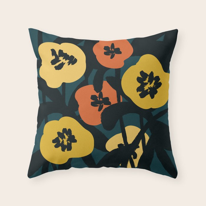 Midnight Flowers Throw Pillow Gallery Image 1