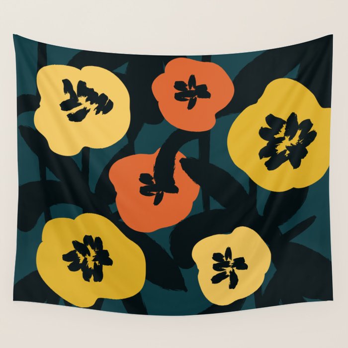Midnight Flowers Wall Tapestry Gallery Image 4
