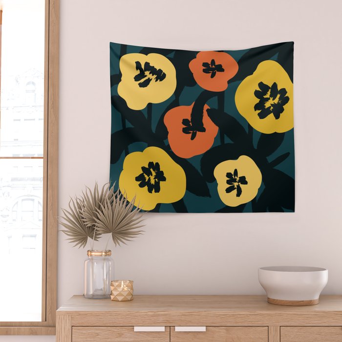 Midnight Flowers Wall Tapestry Gallery Image 2