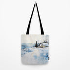 Snowy Curve Winter Watercolor Landscape Tote Bag Gallery Image 2