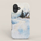 Snowy Curve Winter Watercolor Landscape iPhone Case Gallery Image 1