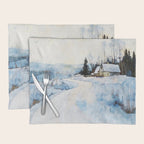 Snowy Curve Winter Watercolor Landscape Placemat Gallery Image 1