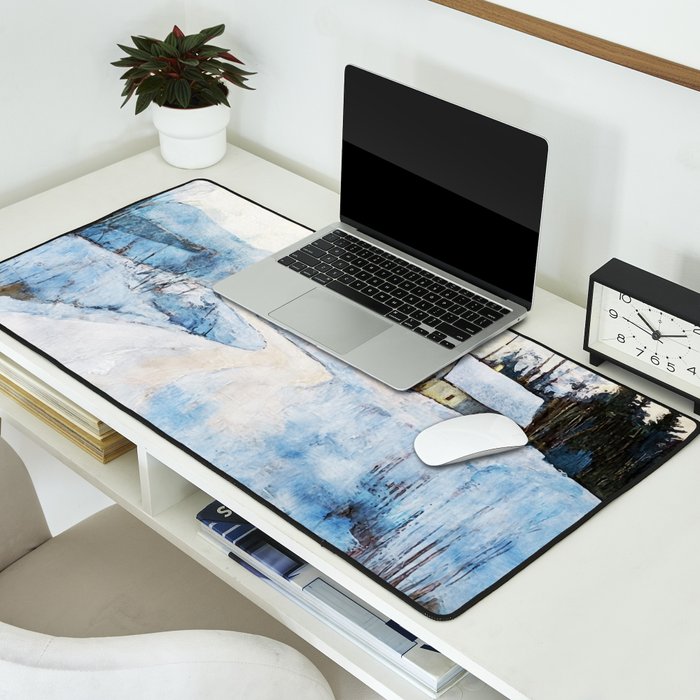 Snowy Curve Winter Watercolor Landscape Desk Mat Gallery Image 2