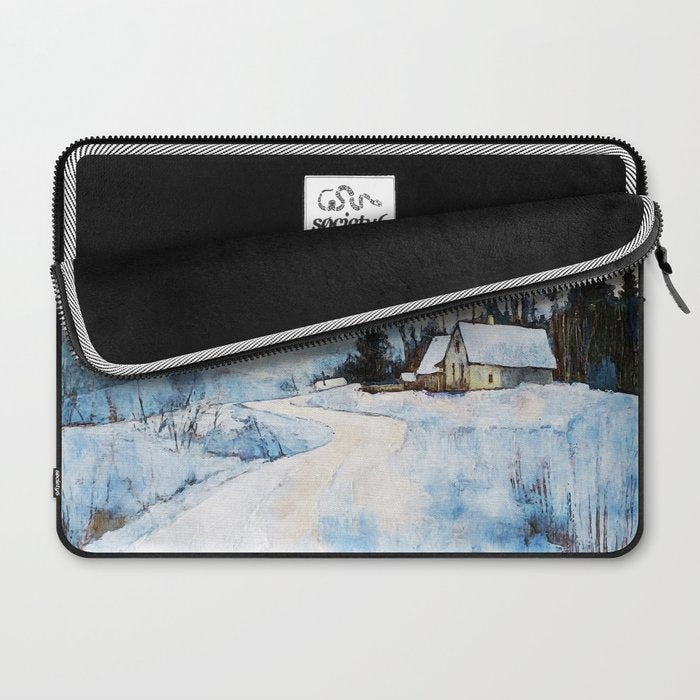 Snowy Curve Winter Watercolor Landscape Laptop Sleeve Gallery Image 2