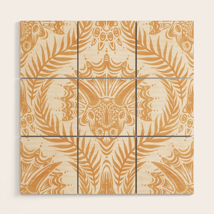 Triceratops Damask - Golden Wood Wall Art Gallery Image 1