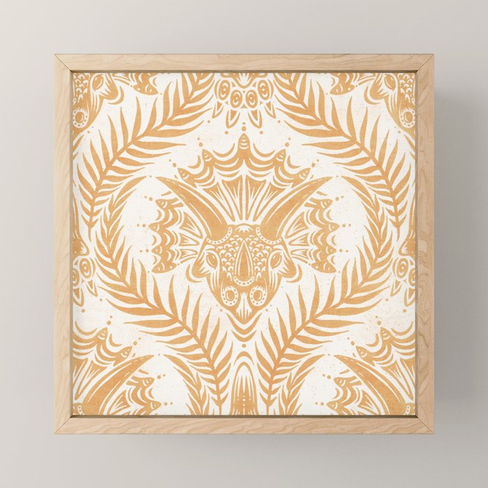 Triceratops Damask - Golden Mini Art Print Gallery Image 1