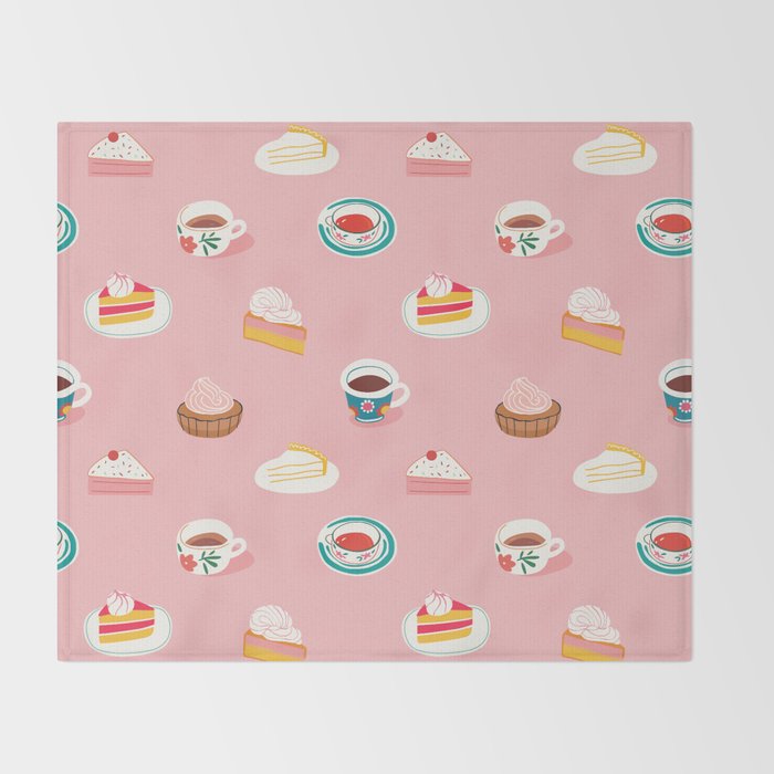 Vintage sweet dessert tea food art pattern Throw Blanket Gallery Image 2