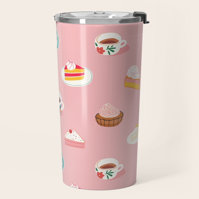 Vintage sweet dessert tea food art pattern Travel Mug Gallery Image 2
