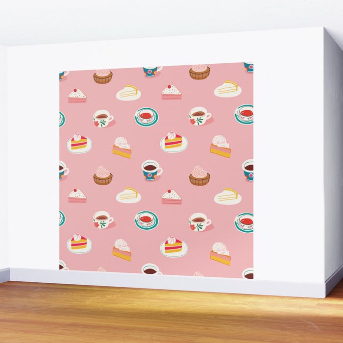 Vintage sweet dessert tea food art pattern Wall Mural Gallery Image 2