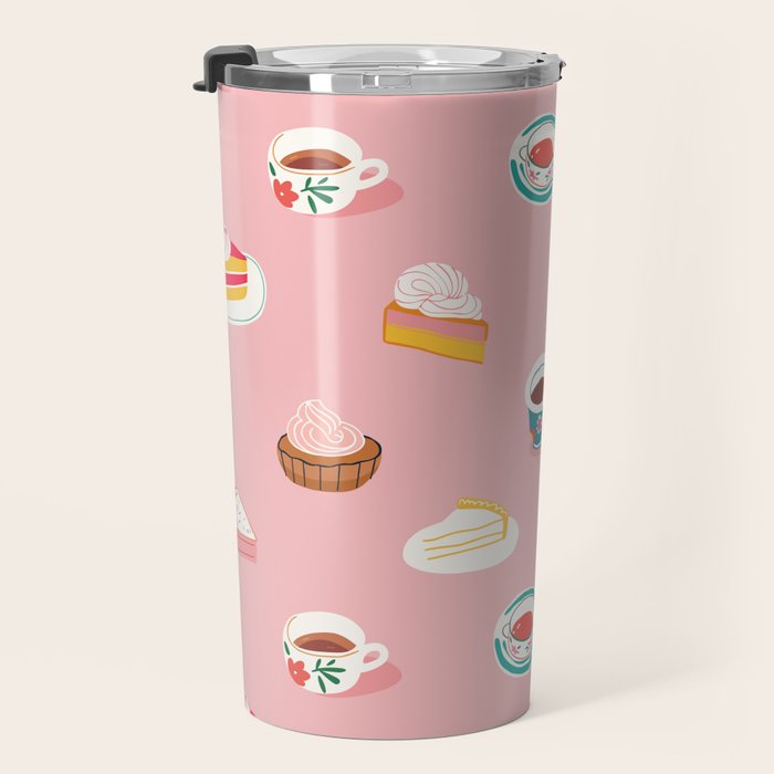 Vintage sweet dessert tea food art pattern Travel Mug Gallery Image 3