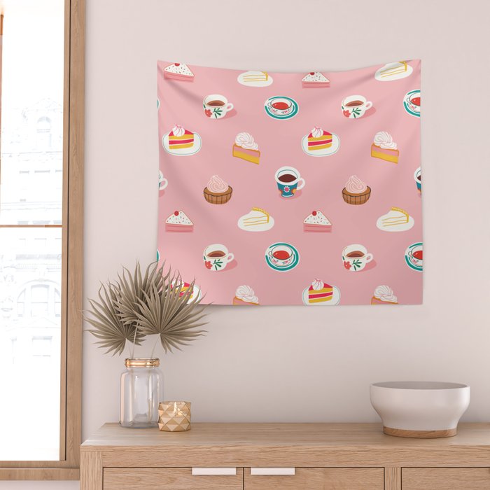 Vintage sweet dessert tea food art pattern Wall Tapestry Gallery Image 2