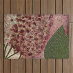Garden Lilac Flower Painting in Purple & Peach Outdoor Rug Gallery Image 1