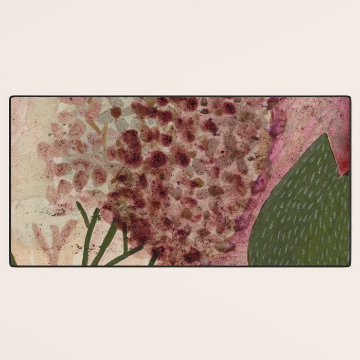 Garden Lilac Flower Painting in Purple & Peach Desk Mat Gallery Image 3
