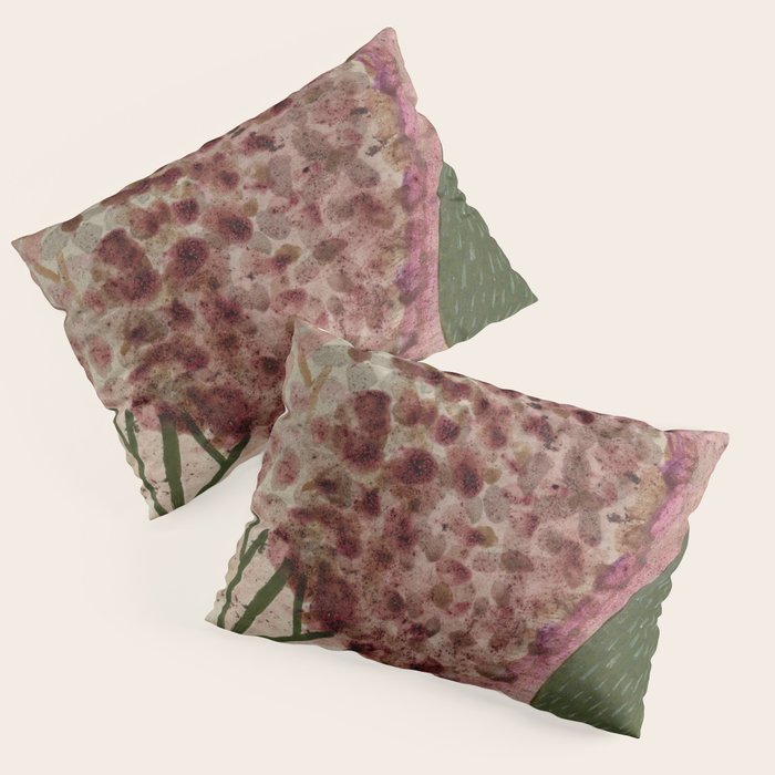 Garden Lilac Flower Painting in Purple & Peach Pillow Sham Gallery Image 3
