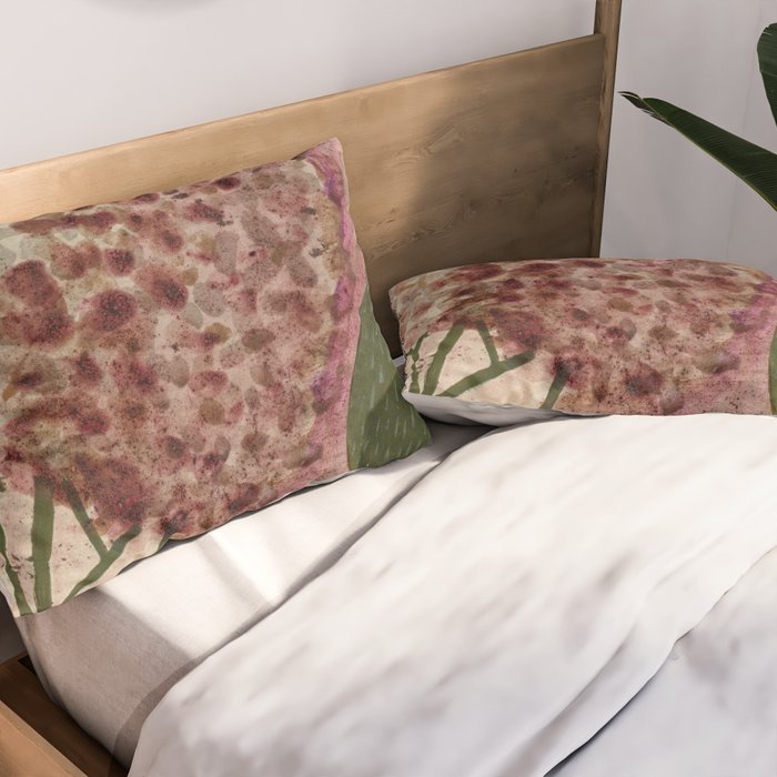 Garden Lilac Flower Painting in Purple & Peach Pillow Sham Gallery Image 2