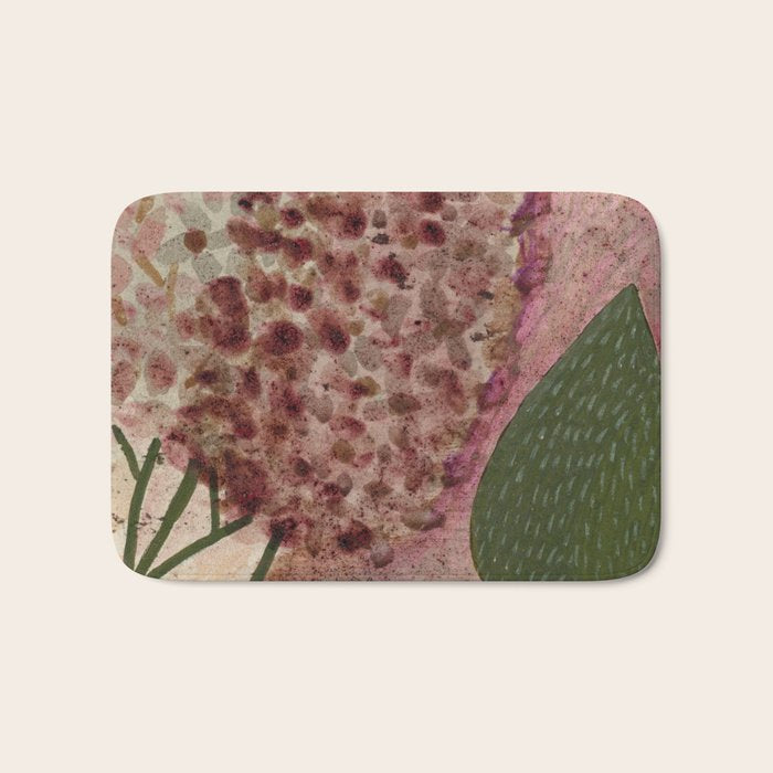 Garden Lilac Flower Painting in Purple & Peach Bath Mat Gallery Image 1