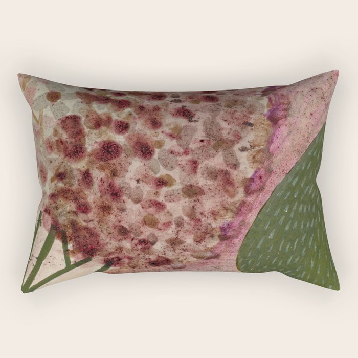Garden Lilac Flower Painting in Purple & Peach Rectangular Pillow Gallery Image 2