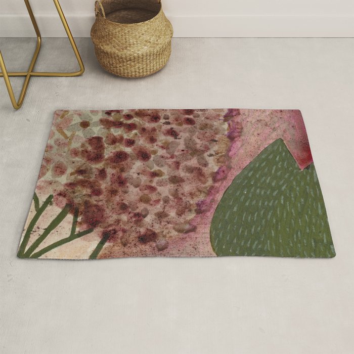 Garden Lilac Flower Painting in Purple & Peach Rug Gallery Image 1