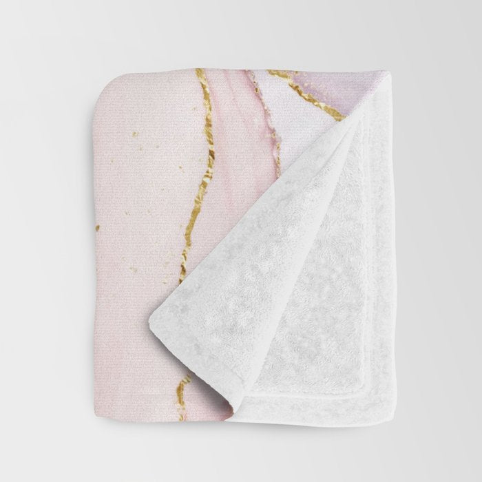 Blush Pink And Gold Alcohol Ink Marble Throw Blanket Gallery Image 3