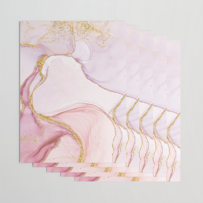 Blush Pink And Gold Alcohol Ink Marble Wrapping Paper Gallery Image 3