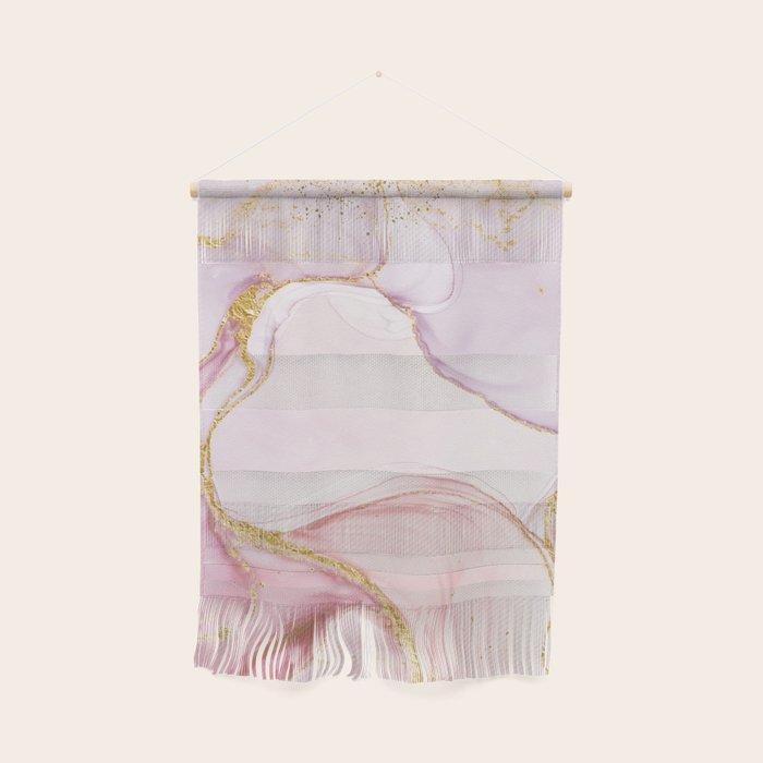 Blush Pink And Gold Alcohol Ink Marble Wall Hanging Gallery Image 1