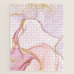 Blush Pink And Gold Alcohol Ink Marble Jigsaw Puzzle Gallery Image 1