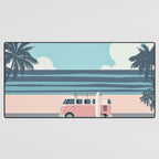 Surfer Graphic Beach Palm-Tree Camper-Van Art Desk Mat Gallery Image 3