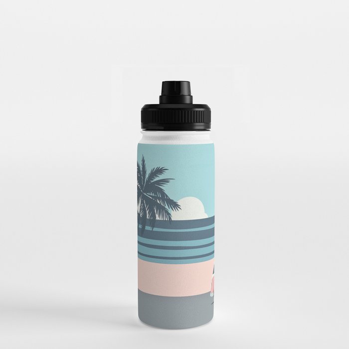 Surfer Graphic Beach Palm-Tree Camper-Van Art Water Bottle Gallery Image 3
