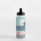 Surfer Graphic Beach Palm-Tree Camper-Van Art Water Bottle Gallery Image 2