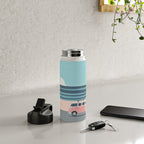 Surfer Graphic Beach Palm-Tree Camper-Van Art Water Bottle Gallery Image 4