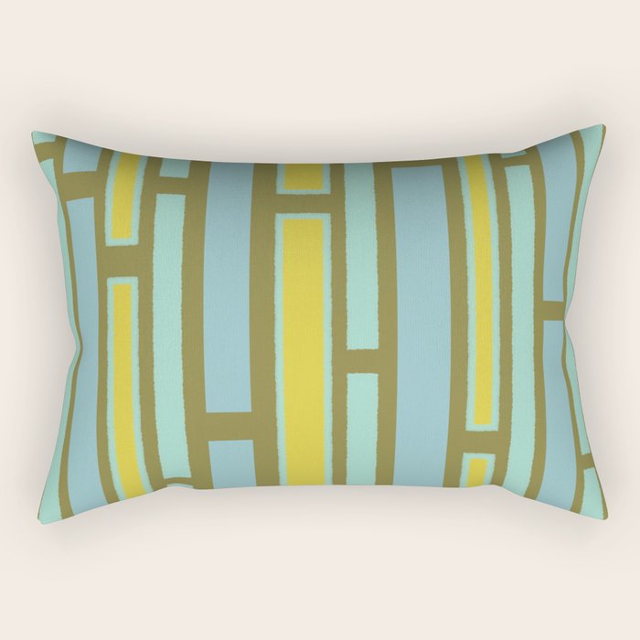 Geometric Portal 1 in Chartreuse Olive Blue Rectangular Pillow Gallery Image 2