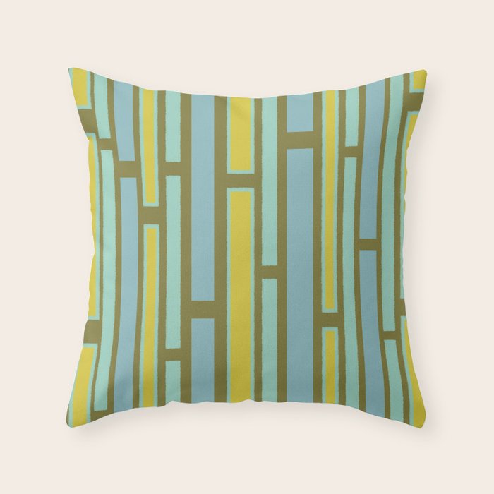 Geometric Portal 1 in Chartreuse Olive Blue Throw Pillow Gallery Image 1