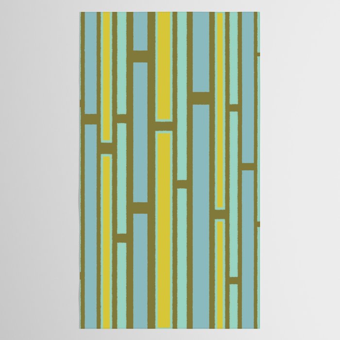 Geometric Portal 1 in Chartreuse Olive Blue Tablecloth Gallery Image 2