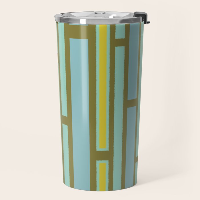 Geometric Portal 1 in Chartreuse Olive Blue Travel Mug Gallery Image 2