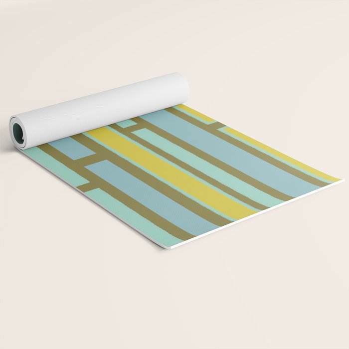 Geometric Portal 1 in Chartreuse Olive Blue Yoga Mat Gallery Image 2