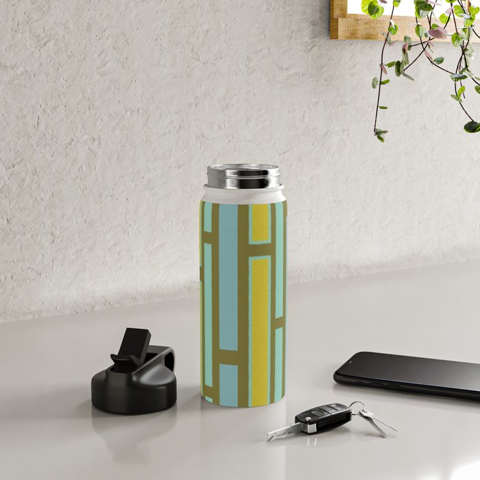 Geometric Portal 1 in Chartreuse Olive Blue Water Bottle Gallery Image 4