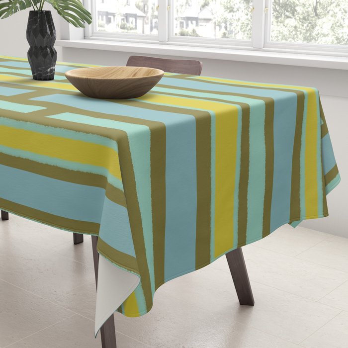 Geometric Portal 1 in Chartreuse Olive Blue Tablecloth Gallery Image 3