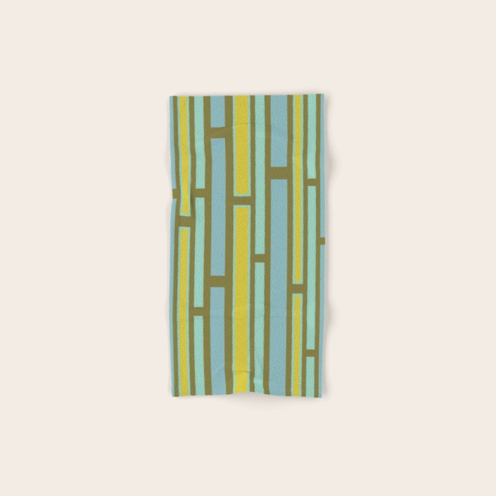 Geometric Portal 1 in Chartreuse Olive Blue Bath Towel Gallery Image 1