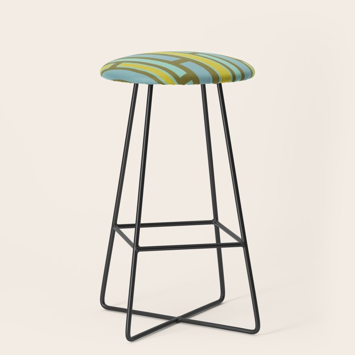 Geometric Portal 1 in Chartreuse Olive Blue Stool Gallery Image 1